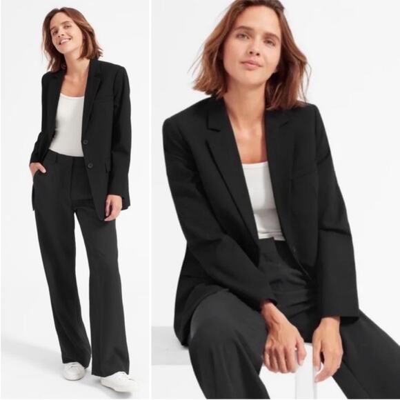 Everlane Italian wool double button blazer black Sz 0 - Picture 1 of 7